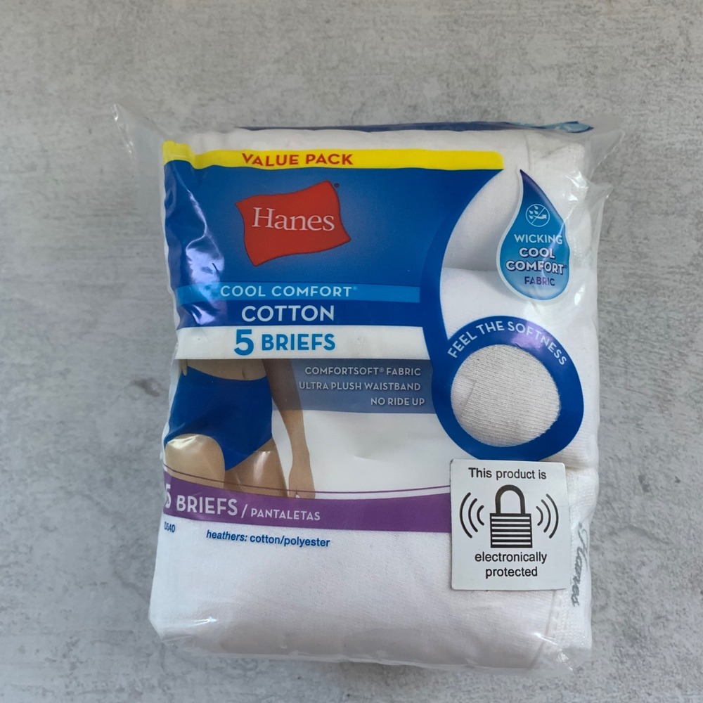 Hanes 9/2XL Briefs White Cool Comfort Cotton 5 Pack D540WH High Rise Tagless